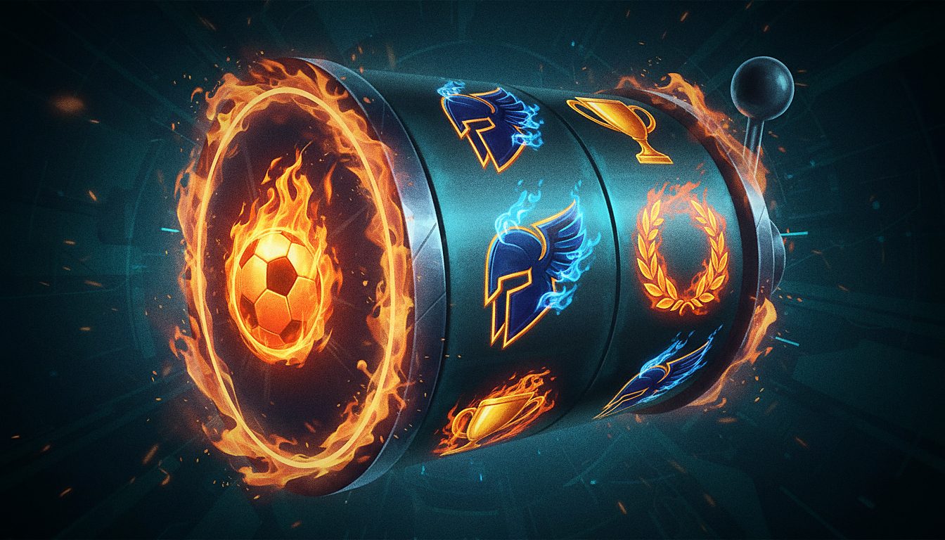 close-up of a lit slot machine reel, neon glow